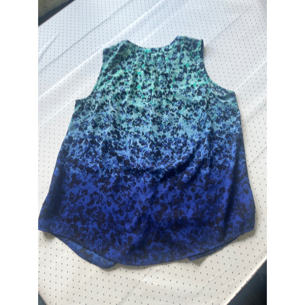 Apt. 9 Essentials Womens Medium Blue Teal Ombre Floral Leopard Sleeveless Blouse